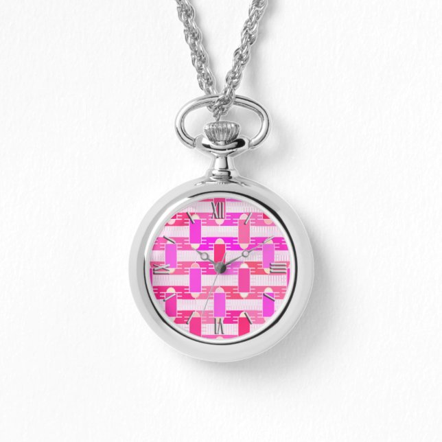 Montre Art Déco industriel chic - rose, fuchsia, orchidée (Recto)