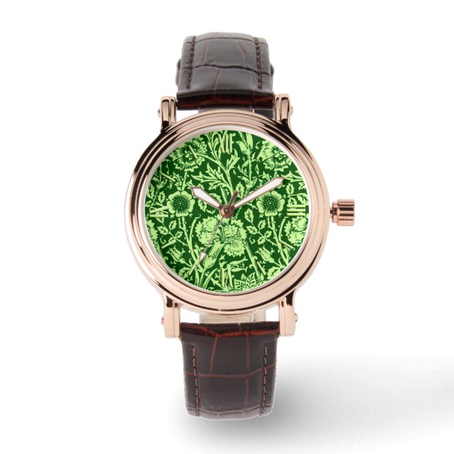 Montre Art Nouveau Carnation Damask, Forest Green (Recto)