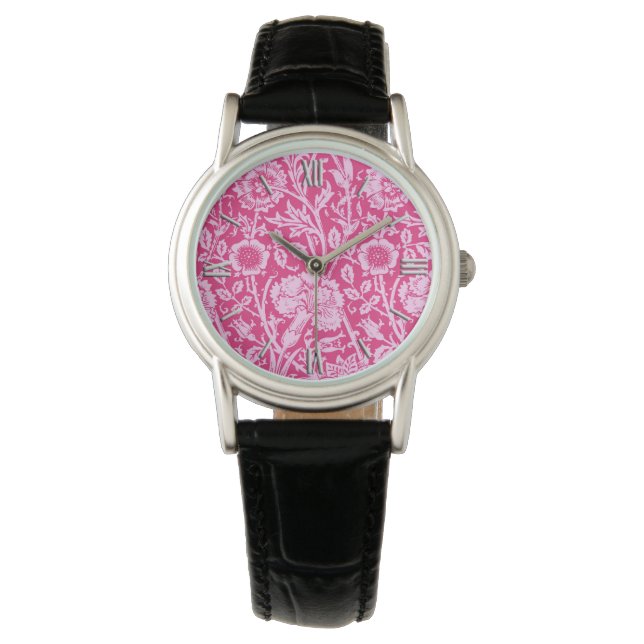 Montre Art Nouveau Carnation Damask, Fuchsia rose (devant)