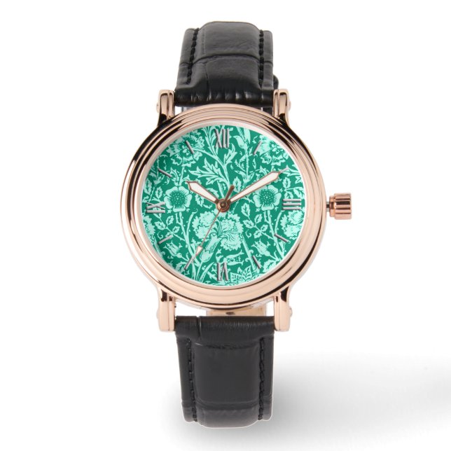 Montre Art Nouveau Carnation Damask, Turquoise (Recto)