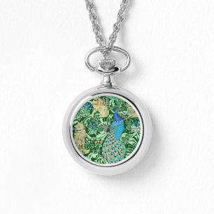 Montre Art Nouveau Peacock Print, Cobalt Blue & Green