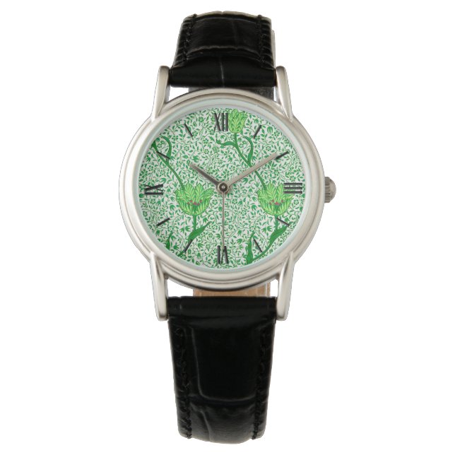 Montre Art Nouveau Tulip Damask, Emerald Green (devant)