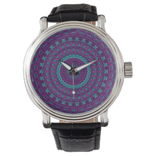 Montre Art numérique de Mandala à bijou brillant coloré
