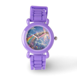 Montre Art numérique Parties scintillant arc-en-ciel