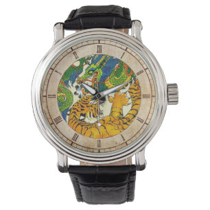 Montre Art oriental vintage classique de tigre de dragon