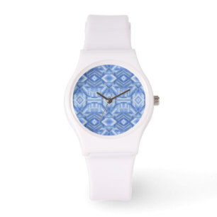 Montre Art pastel doux abstrait bleu staccato