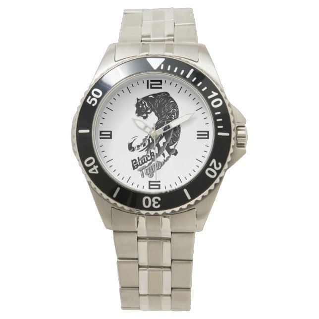 Montre Art vectoriel de tigre noir avec tigre noir (devant)