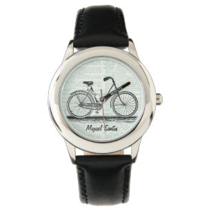 Montre Art vintage de page de dictionnaire de bicyclette