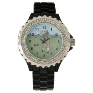 Montre Art vintage décoré d'un monogramme de golf de