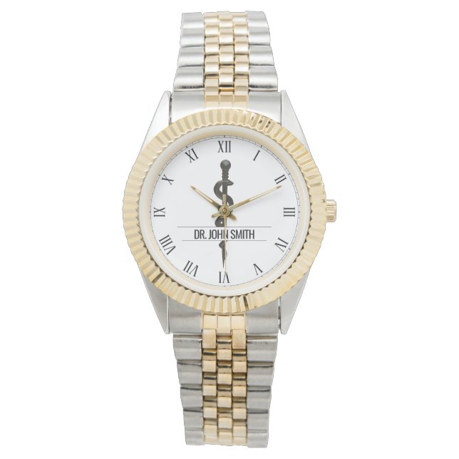 Montre Asclepius Médicale professionnel Noir Nom simple (devant)