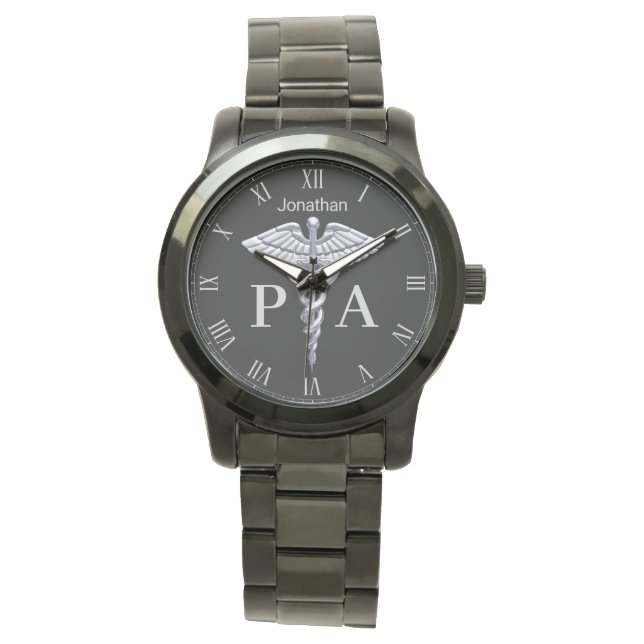 Montre Assistant médical Médicale Silver Caduceus (devant)