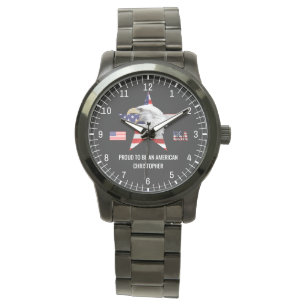 Montre Attaquer l'aigle, le drapeau américain, patriotiqu