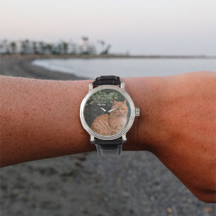 Montre Au meilleur chat papa jamais photo personnalisée