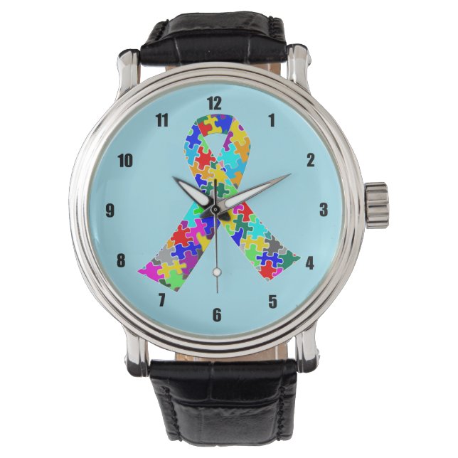 Montre Autisme Ruban bleu (devant)