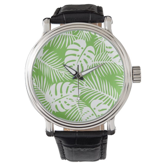 Montre automne tropical, motifs de feuilles d'été (devant)