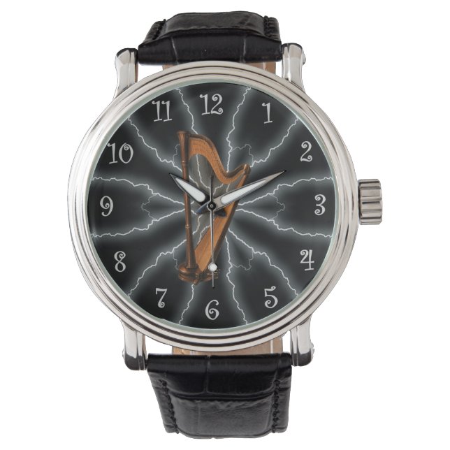 Montre Avant-Garde, Éclairage de la harpe 01 B, Noir/Arge (devant)