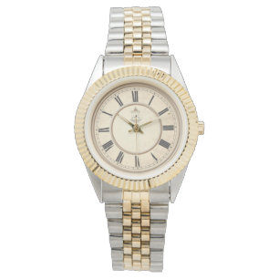 Montre avec cadran de style rétro bicolore