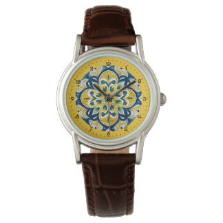 Montre Avec chiffres jaune Azulejo