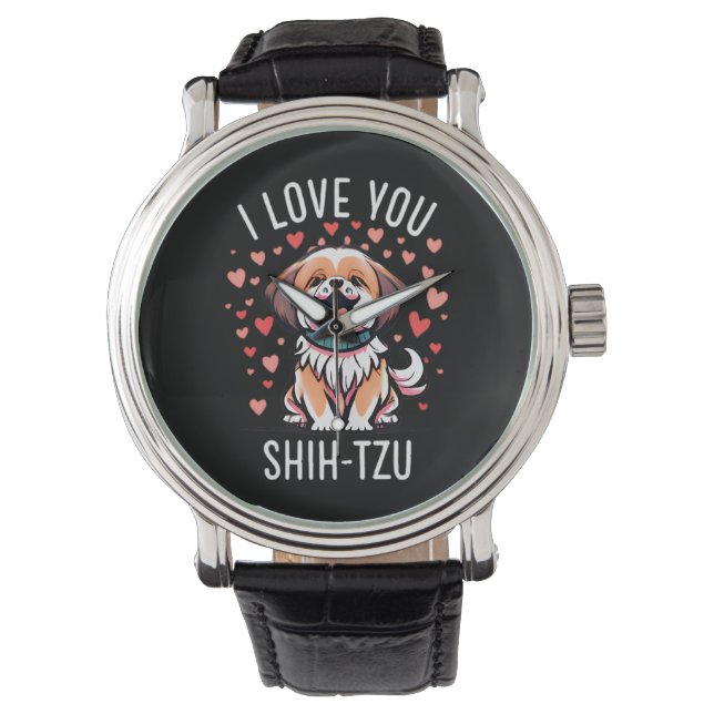 montre - Avec dessin j'aime Shih Tzu (devant)