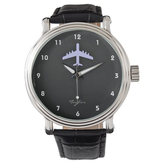 Montre Avion bleu lavande (devant)