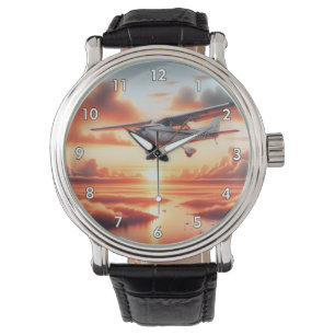 Montre Avion Cessna très Cool dans l'air au coucher du so