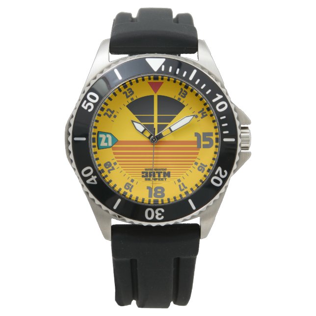 Montre Avion militaire sport jaune vintage (devant)
