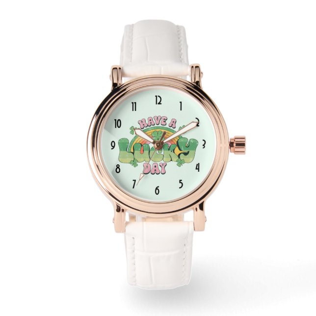 Montre Ayez une Typographie rétro de jour chanceux (Recto)