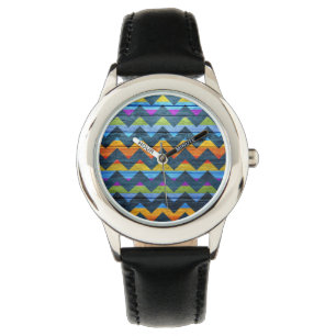 Montre Aztec Chevron Wood Abstract Art #6