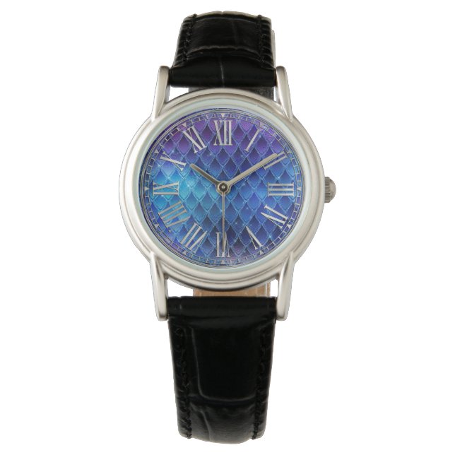 Montre Balances Dragon Bleues et Argent (devant)