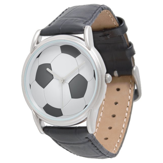 Montre Balle de football noir et blanc classique (Incliné)