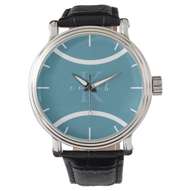 Montre Balle de tennis bleu turquoise et entraîneur monog (devant)