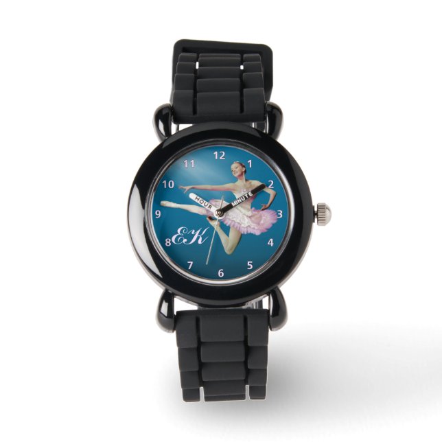 Montre Ballerina bondissante sur bleu, Monogramme (Recto)