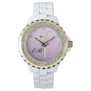 Montre Ballerina en rose et lavande, Monogramme