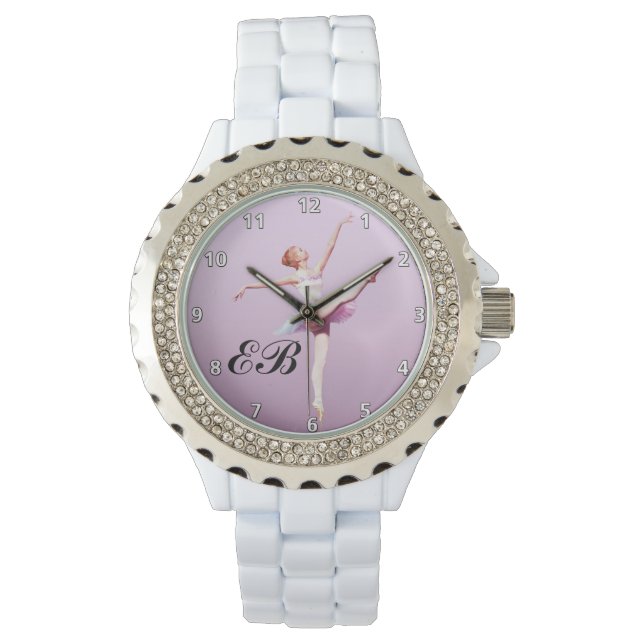 Montre Ballerina en rose et lavande, Monogramme (devant)
