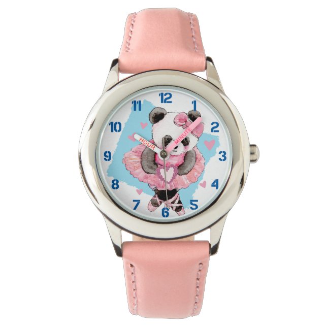 Montre Ballerina Panda Pink Heart Kids (devant)