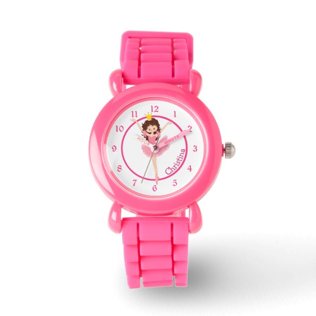 Montre Ballerina rose mignonne Enfants personnalisés (Recto)