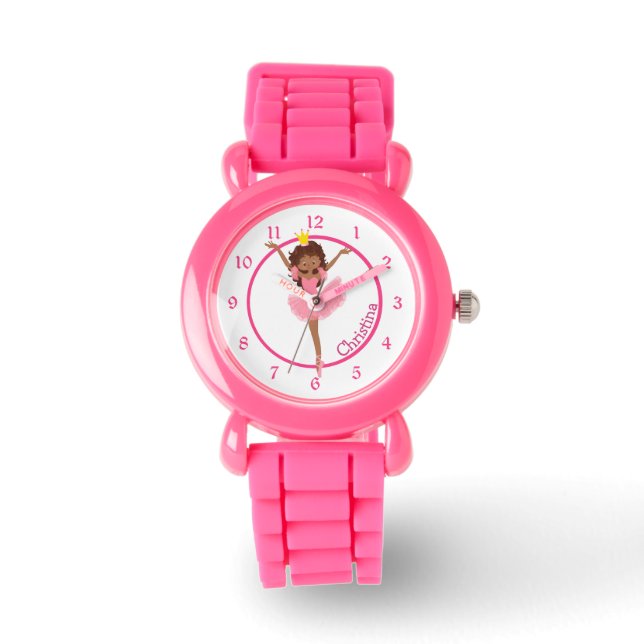 Montre Ballerina rose mignonne Enfants personnalisés (Recto)