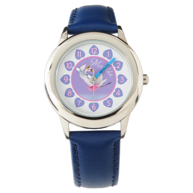 Montre Ballerine de cygne sur l'aquarelle du lac blanc vi (devant)