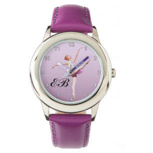 Montre Ballerine en rose et lavande, monogramme