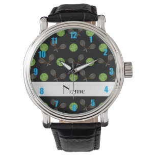 Montre Balles de tennis noires nommées personnalisées