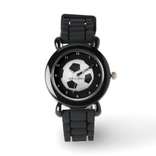 Montre Ballon de football pour garçons noir personnalisé 