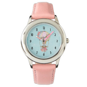 Montre Ballons à air chaud mignon avec aquarelle à ours