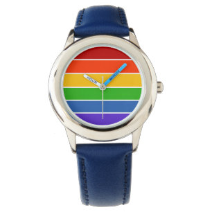 Montre Bande arc-en-ciel blanche