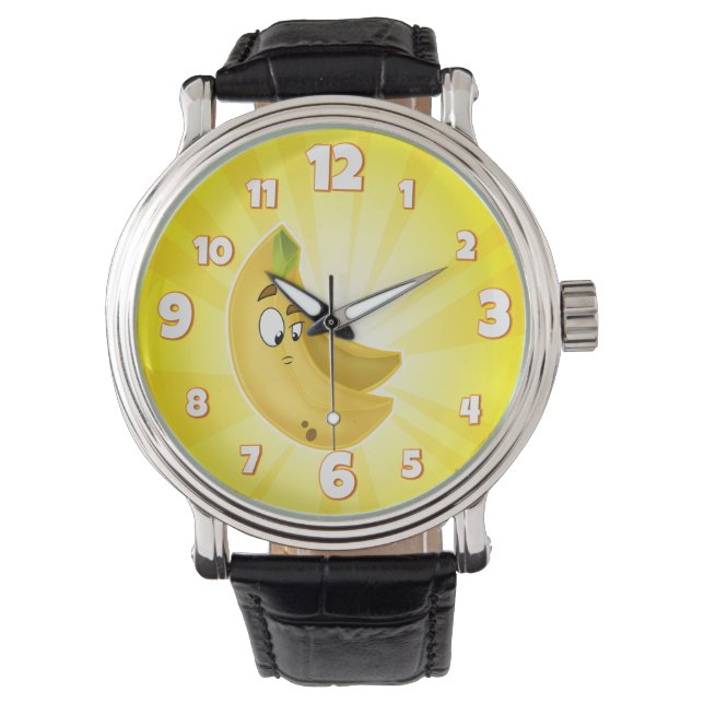 Montre bande dessinée amusante banane gars regarder jaune (devant)