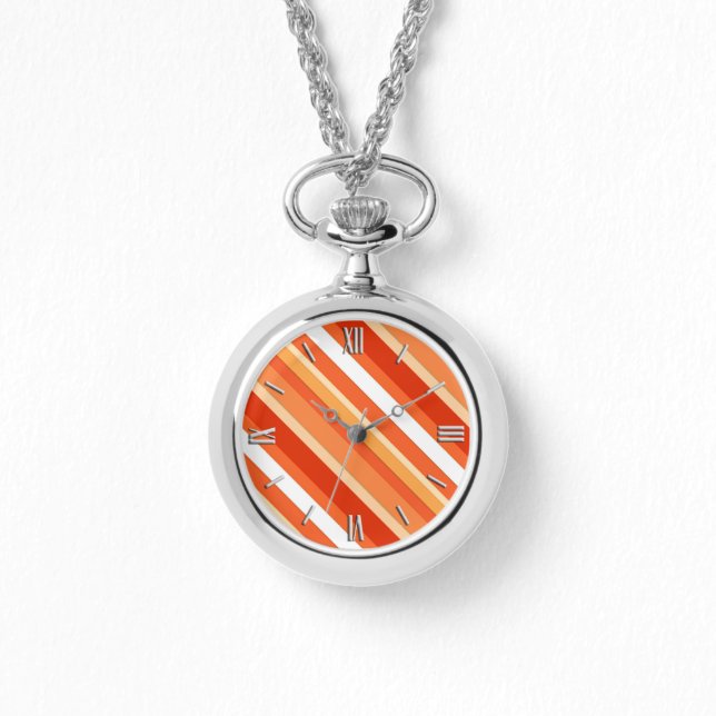 Montre Bandes de bonbons en couches - orange et blanc (Recto)