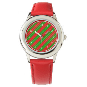 Montre Bandes de Noël rouges et vertes