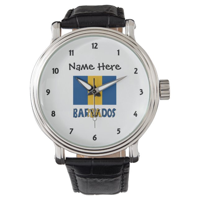 Montre Barbade Drapeau barbare Personnalisé (devant)