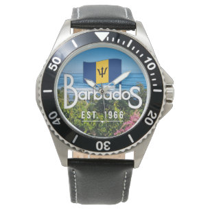 Montre "Barbade établie en 1966" Vue de la côte est avec 