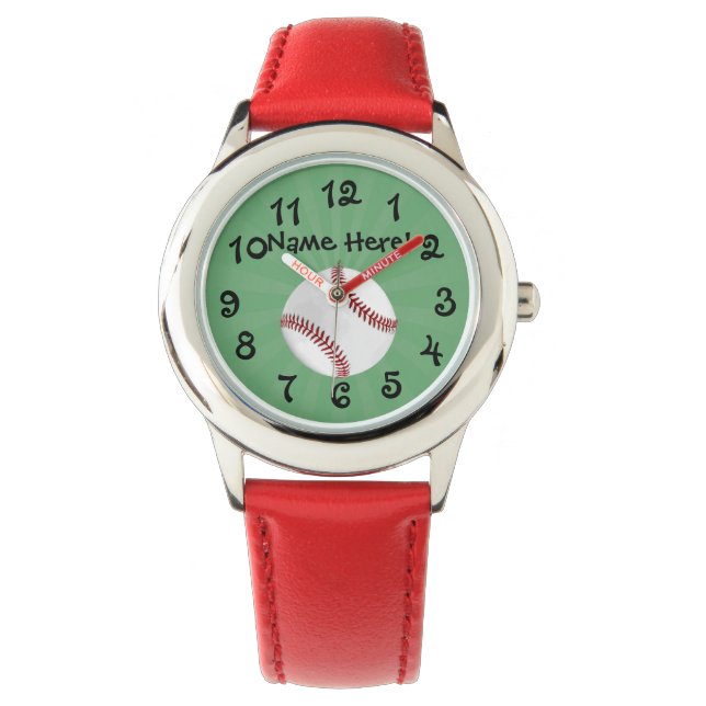 Montre Baseball personnalisé sur Garçons verts (devant)