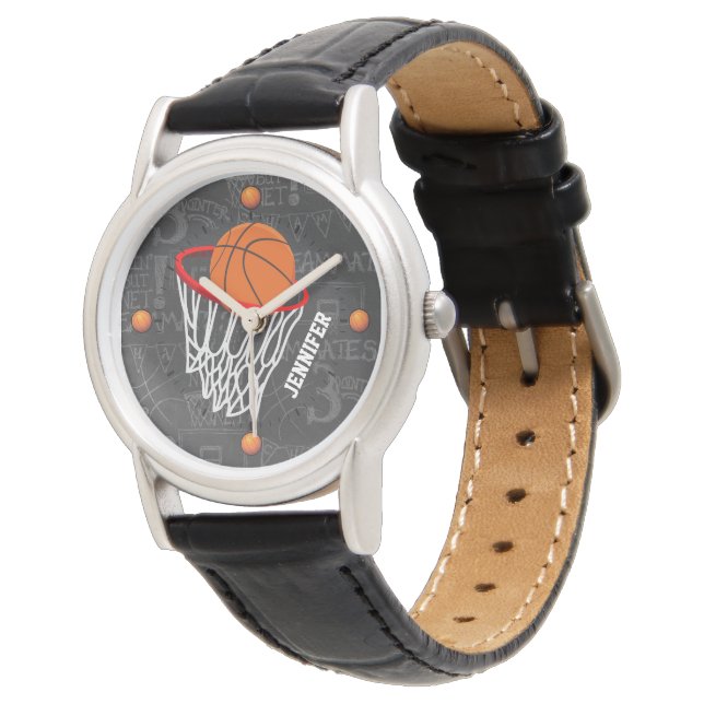 Montre Basket-ball Vintage noir (Incliné)